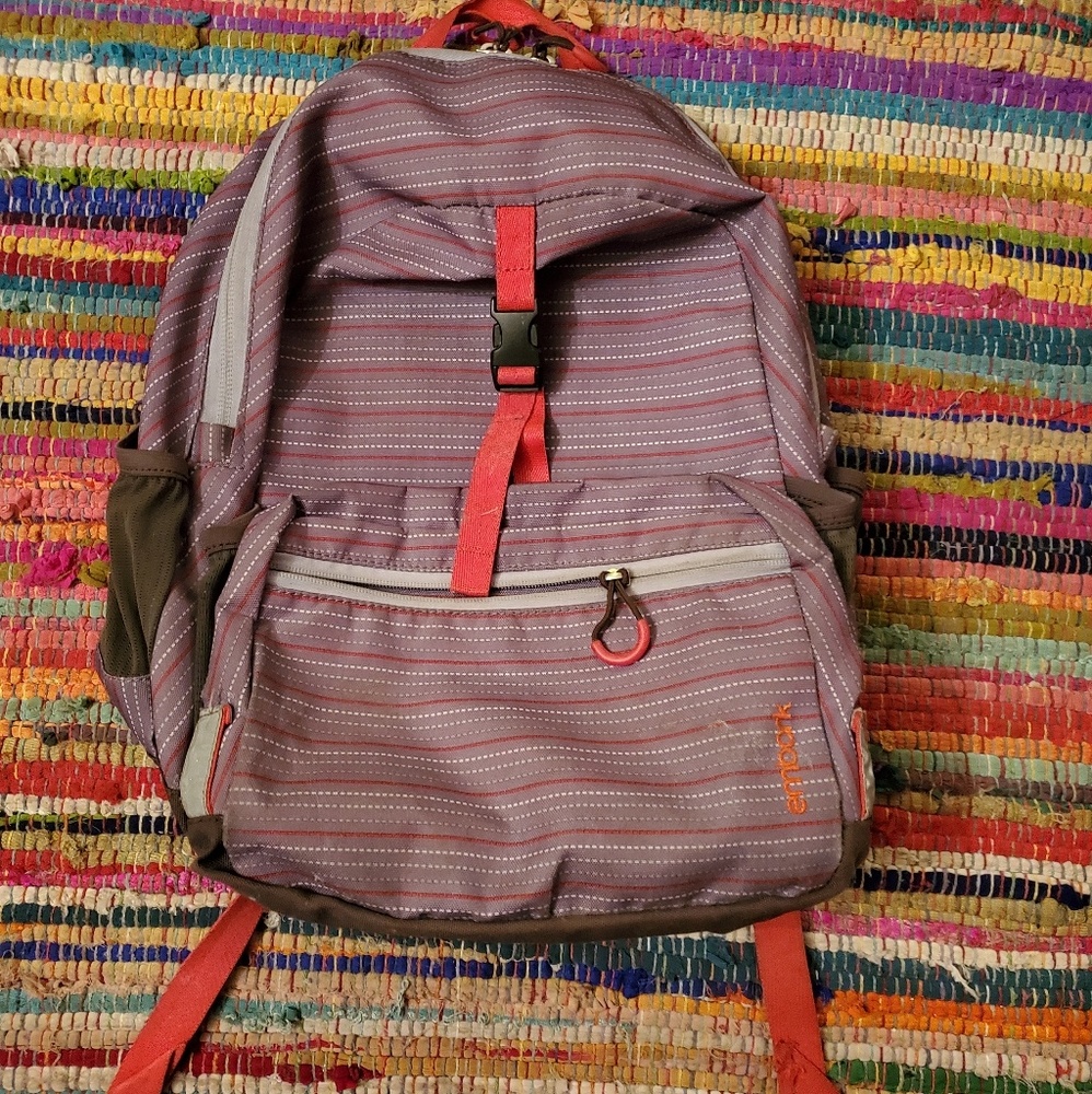 Embark Purple, Red, & Grey Backpack/Bookbag